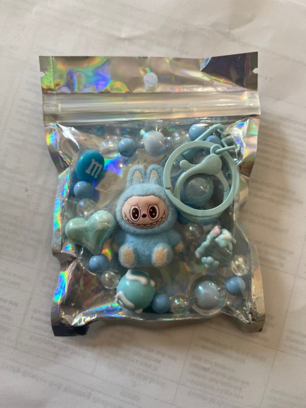 Blue Kawaii Bunny Plush Charm Key Chain